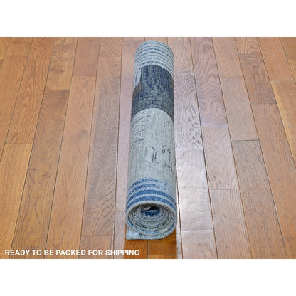 Modern and Contemporary Wool & Silk Hand Knotted Rug Blue No Border 3.1X5.0 -O059737