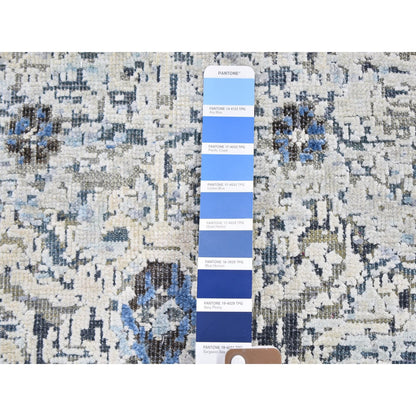 Transitional Wool & Silk Hand Knotted Rug Blue Ivory 3.0X5.2 -O059741