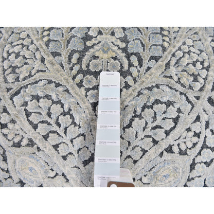 Transitional Wool & Silk Hand Knotted Rug Blue No Border 4.0X6.3 -O059745