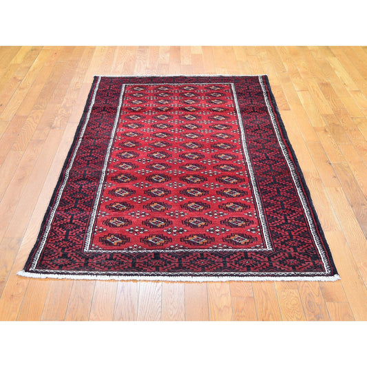 Persian Wool Hand Knotted Rug Red Pompeian Red 3.10X7.4 -O059758