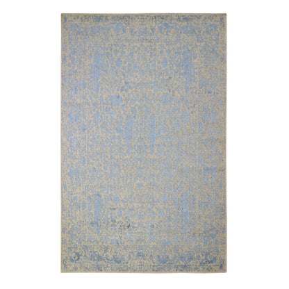 Transitional Wool & Silk Hand Loomed Rug Blue No Border 5.10X9.0 -O059762