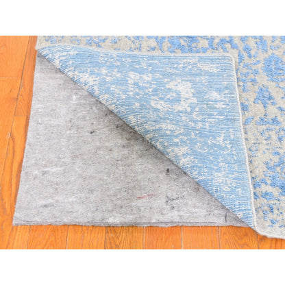 Transitional Wool & Silk Hand Loomed Rug Blue No Border 5.10X9.0 -O059762