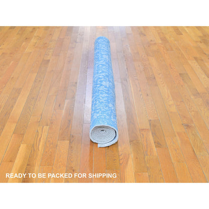 Transitional Wool & Silk Hand Loomed Rug Blue No Border 5.10X9.0 -O059762