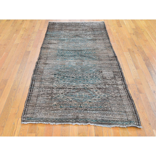Tribal & Geometric Wool Hand Knotted Rug Brown Brown 4.0X8.0 -O059770