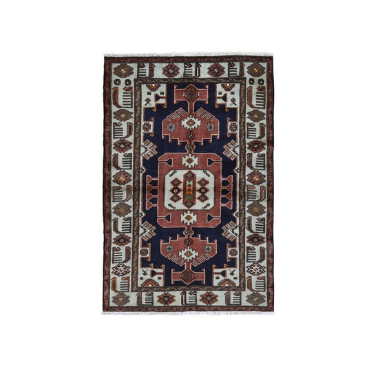Persian Wool Hand Knotted Rug Blue Light Gray 4.3X6.4 -O059794