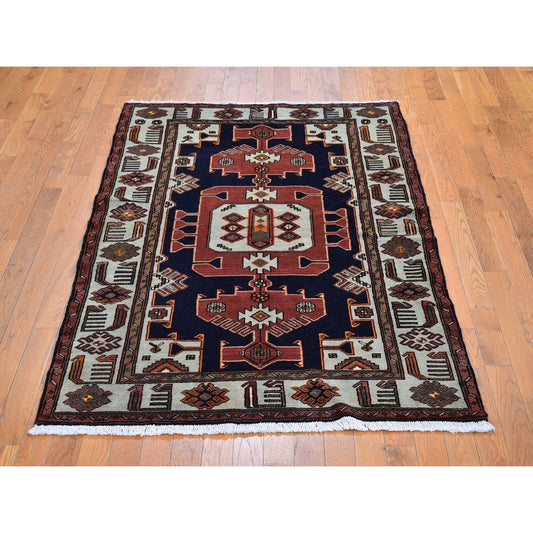 Persian Wool Hand Knotted Rug Blue Light Gray 4.3X6.4 -O059794