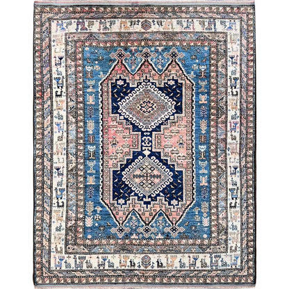 Kazak Wool Hand Knotted Rug Pink 5.0x6.3 -O0597