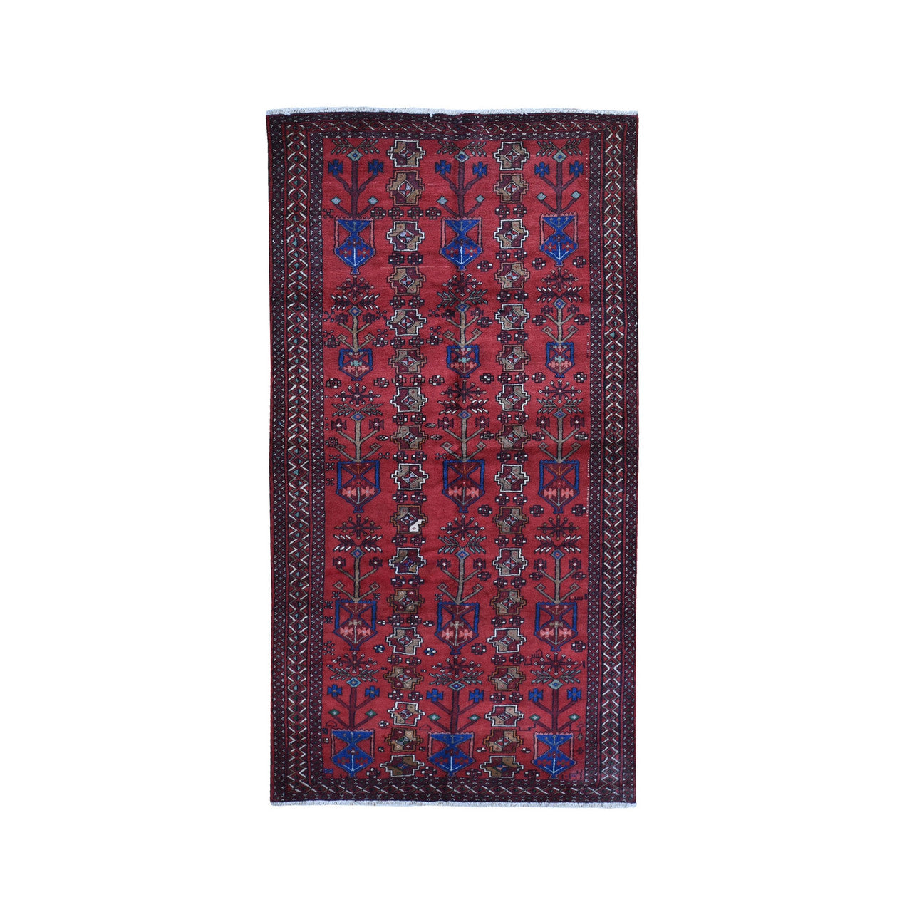 Persian Wool Hand Knotted Rug Red Salsa Red 4.1X8.6 -O059837