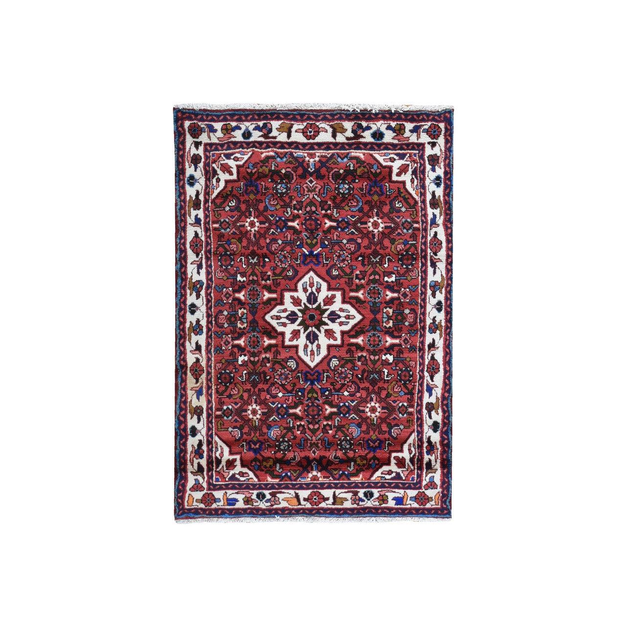 Persian Wool Hand Knotted Rug Red Ivory 3.6X5.1 -O059848
