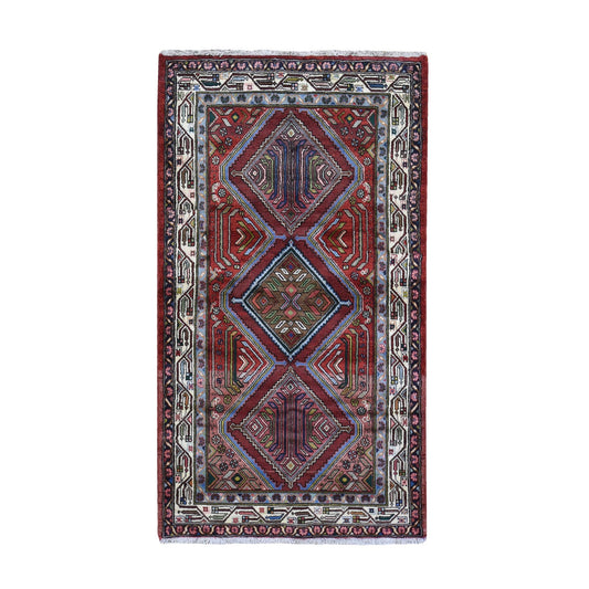Persian Wool Hand Knotted Rug Red Ivory 3.8X6.5 -O059851