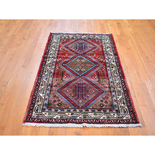 Persian Wool Hand Knotted Rug Red Ivory 3.8X6.5 -O059851
