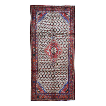 Persian Wool Hand Knotted Rug Brown Red 4.9X10.1 -O059857