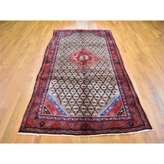 Persian Wool Hand Knotted Rug Brown Red 4.9X10.1 -O059857
