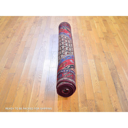 Persian Wool Hand Knotted Rug Brown Red 4.9X10.1 -O059857
