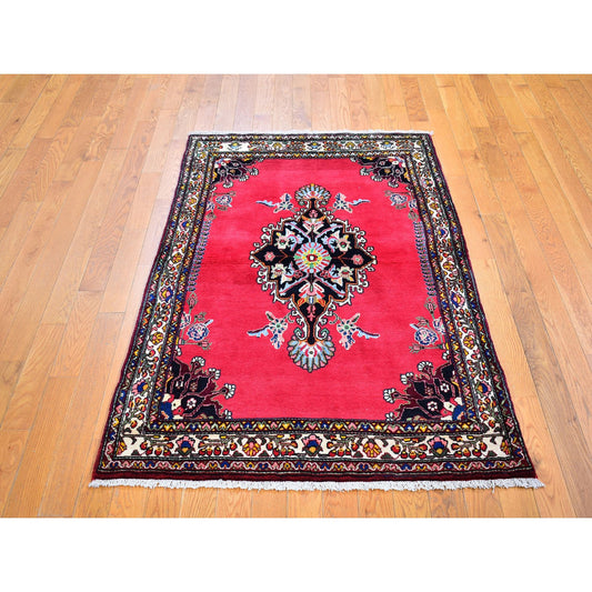 Persian Wool Hand Knotted Rug Pink Ivory 3.4X5.6 -O059859