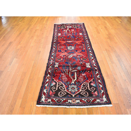 Persian Wool Hand Knotted Rug Red Ivory 3.5X9.7 -O059860