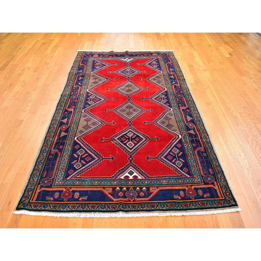 Persian Wool Hand Knotted Rug Red Navy Blue 5.1X10.4 -O059863