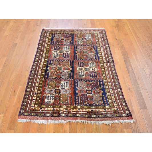 Persian Wool Hand Knotted Rug Orange Terracotta 4.0X5.10 -O059866