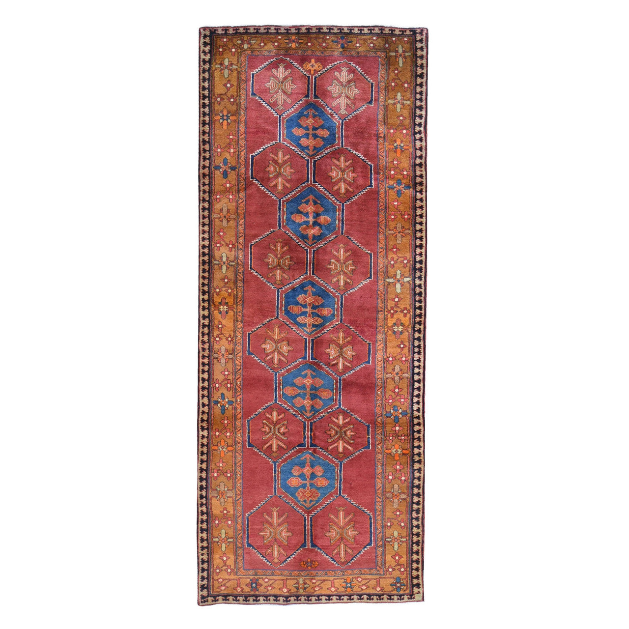 Red 5'0" x 12'9" Persian Hand knotted Wool Rug - Sku: O059867
