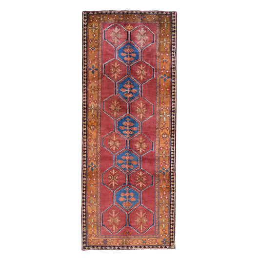 Persian Wool Hand Knotted Rug Red Orange 5.0X12.9 -O059867