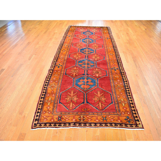 Persian Wool Hand Knotted Rug Red Orange 5.0X12.9 -O059867