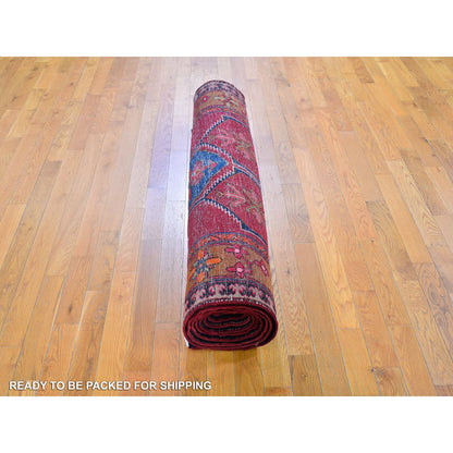 Persian Wool Hand Knotted Rug Red Orange 5.0X12.9 -O059867