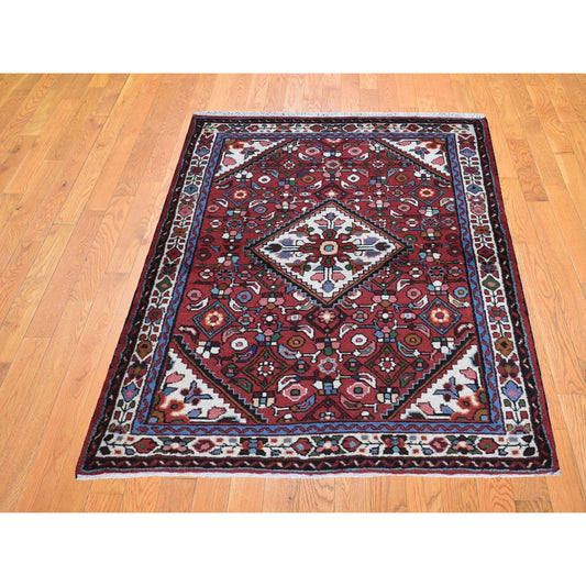Persian Wool Hand Knotted Rug Red Ivory 3.7X5.1 -O059880
