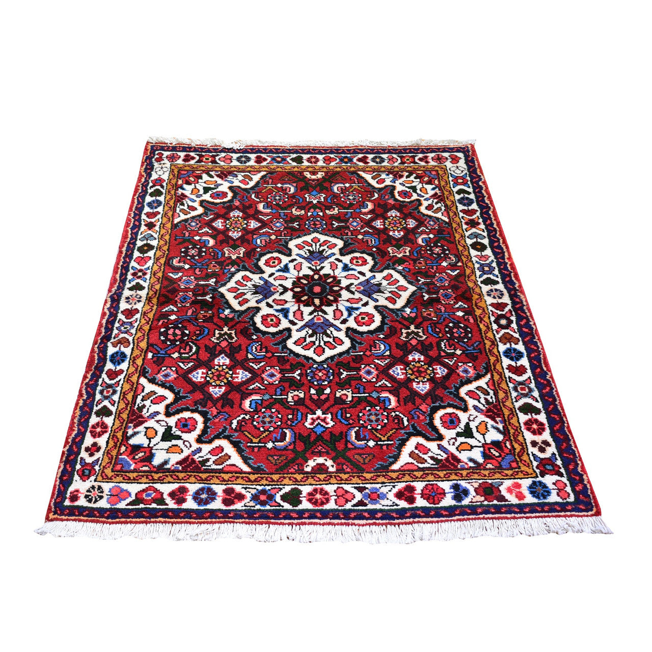 Persian Wool Hand Knotted Rug Red Ivory 3.3X4.7 -O059932