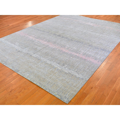 Modern and Contemporary Wool & Silk Hand Knotted Rug Pink No Border 9.0X12.5 -O059948