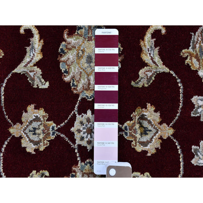 Rajasthan Wool & Silk Hand Knotted Rug Red Ivory 5.0X5.0 -O059951
