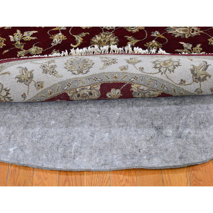 Rajasthan Wool & Silk Hand Knotted Rug Red Ivory 5.0X5.0 -O059951