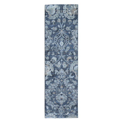 Wool and Silk Wool & Silk Hand Knotted Rug Grey No Border 3.0X10.2 -O059952