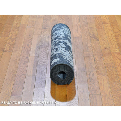 Wool and Silk Wool & Silk Hand Knotted Rug Grey No Border 3.0X12.2 -O059953