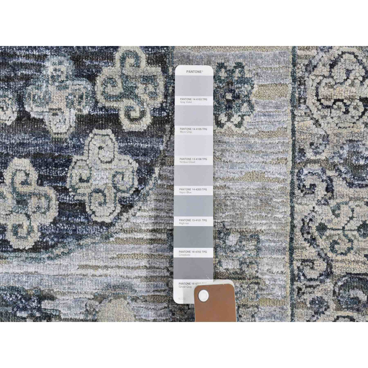 Wool and Silk Wool & Silk Hand Knotted Rug Grey Gray 3.0X5.2 -O059954