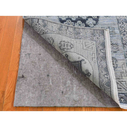 Wool and Silk Wool & Silk Hand Knotted Rug Grey Gray 3.0X5.2 -O059954