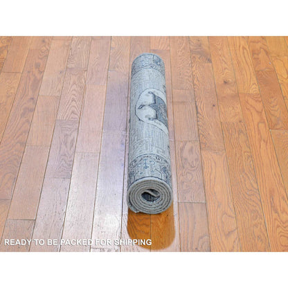 Wool and Silk Wool & Silk Hand Knotted Rug Grey Gray 3.0X5.2 -O059954