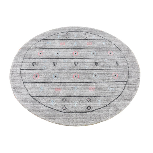 Modern and Contemporary Wool & Silk Hand Loomed Rug Grey No Border 4.1X4.1 -O059966