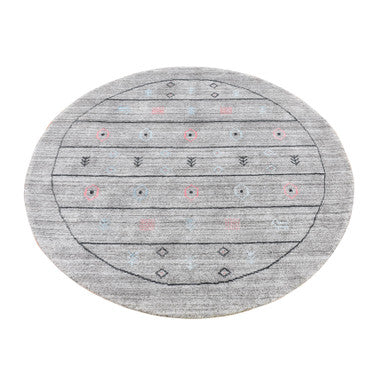 Modern and Contemporary Wool & Silk Hand Loomed Rug Grey No Border 4.1X4.1 -O059966