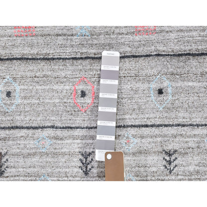 Modern and Contemporary Wool & Silk Hand Loomed Rug Grey No Border 4.1X4.1 -O059966