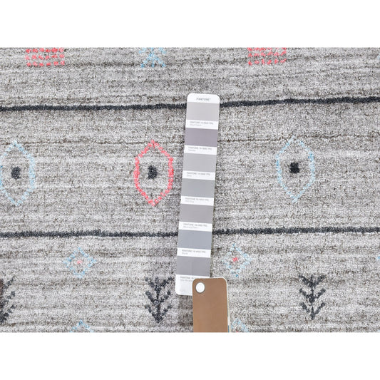 Modern and Contemporary Wool & Silk Hand Loomed Rug Grey No Border 4.1X4.1 -O059966