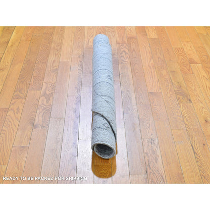 Modern and Contemporary Wool & Silk Hand Loomed Rug Grey No Border 4.1X4.1 -O059966