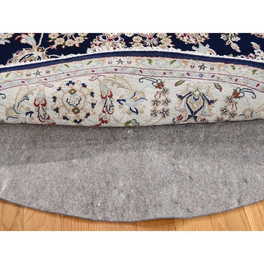 Fine Oriental Wool Hand Knotted Rug Blue Ivory 6.0X6.0 -O059993