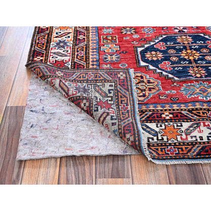 Kazak Wool Hand Knotted Rug Red 4.3x5.7 -O0599