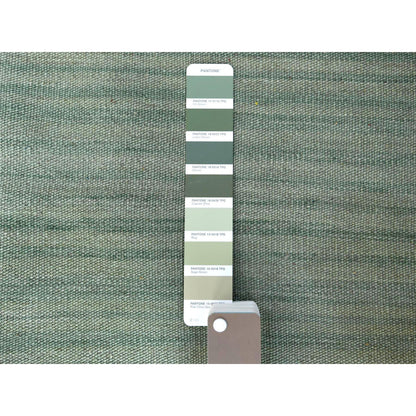 Flat Weave Wool Hand Woven Rug Green Dark Gray 12.0X15.0 -O060020