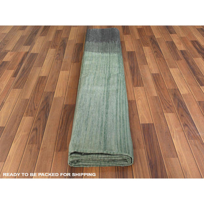 Flat Weave Wool Hand Woven Rug Green Dark Gray 12.0X15.0 -O060020