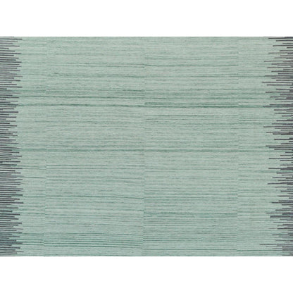 Flat Weave Wool Hand Woven Rug Green Dark Gray 10.0X14.1 -O060021