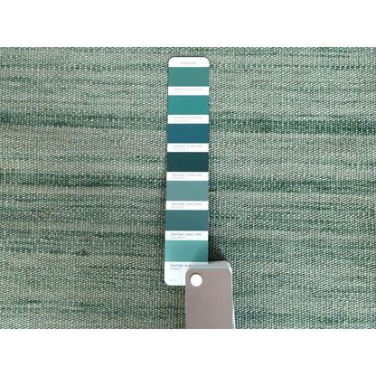 Flat Weave Wool Hand Woven Rug Green Dark Gray 10.0X14.1 -O060021
