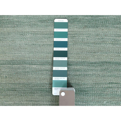 Flat Weave Wool Hand Woven Rug Green Dark Gray 8.2X10.1 -O060024