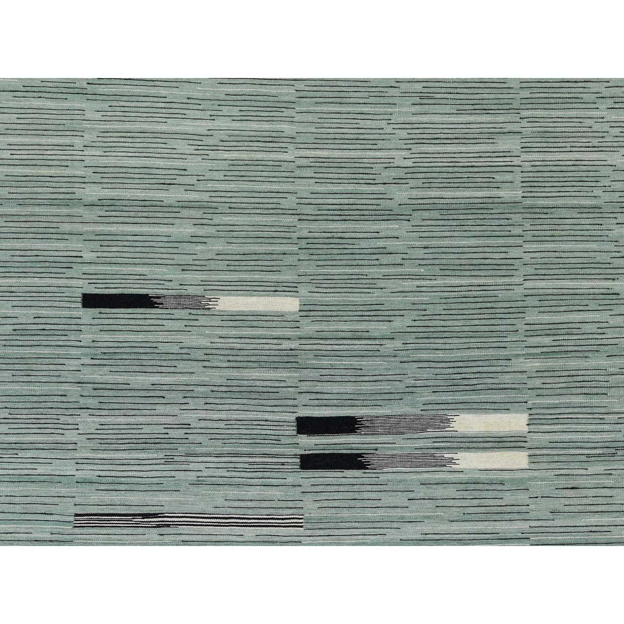 Flat Weave Wool Hand Woven Rug Green No Border 8.2X10.1 -O060031