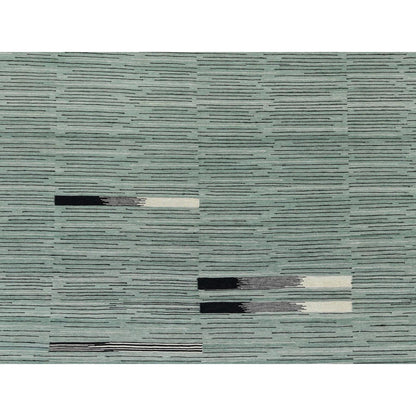 Flat Weave Wool Hand Woven Rug Green No Border 8.2X10.1 -O060031